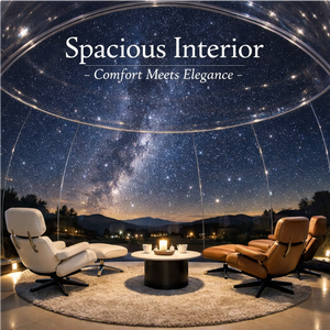 <span class=keywords><strong>D</strong></span>ôme à bulles préfabriqué moderne, maisonnette PC, installation facile, garantie 1 an pour le glamping, hôtels, parcs, stations balnéaires, extérieur - Product Image 6