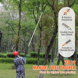 Lightweight Aluminum Manual <b>Pole</b> Saw 4.9-20 ft Extendable Tree Pruner with Sharp Steel Blade for High Branches Trimming - Product Image 1