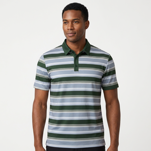 Polo en tricot pour homme, manches courtes, coupe classique, vert, gris, blanc, à motifs, col classique - Product Image 2