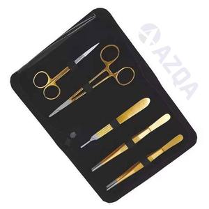 Juego de Instrumentos de Laboratorio Quirúrgico Manual de 5 Piezas de Acero Inoxidable con Recubrimiento Dorado Profesional - Product Image 4