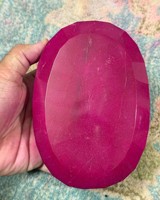 Rubis rouge chauffé ovale taille émeraude facetté 4000 carats, pierre précieuse naturelle non montée, rouge profond, poli, grande taille