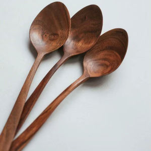 Ensemble de cuillères en bois écologiques faites à la main pour la cuisine, avec spatule, louche, cuillère à mélanger et cuillère de service pour ustensiles de cuisine - Product Image 1