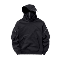 Sweat à capuche Techwear pour homme, style streetwear décontracté d'hiver, poches fonctionnelles, construction respirante, 100% coton, coupe-vent, écologique