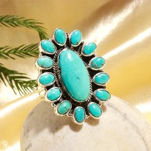 Oval Shape <b>Turquoise</b> 925 Sterling Silver Classic Wedding & Party Unisex <b>Ring</b> Wholesale Jewelry on Factory Price Handmade - Product Image 3