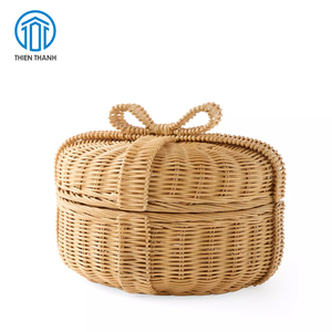 Boîte à bibelots en osier faite à la main avec couvercle, boîte de rangement pour bijoux en rotin, organisateur de cadeaux décoratif, fabricant en gros - Product Image 2
