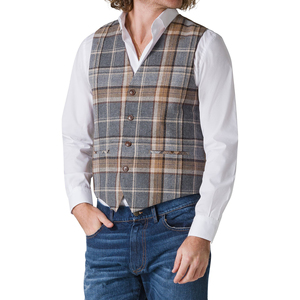 Gilet écossais pour homme, coupe ajustée, idéal pour mariage, fête ou tenue décontractée, veste sans manches pour homme - Product Image 3