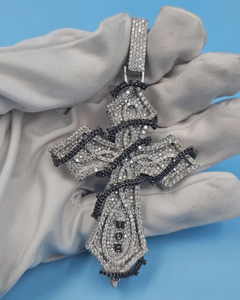 Pendentif Croix Chrétienne en Moissanite VVS, Cadeaux de Baptême, Pendentif en Argent 925, Pendentif Religieux, Pendentif Hip Hop Croix Croisée - Product Image 1
