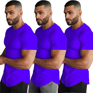 T-shirt pour homme à manches courtes, coupe ajustée, col rond, couleur unie, jersey décontracté en coton respirant, longueur normale, blanc, noir, rouge - Product Image 5