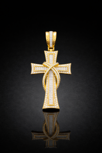 Collar con Colgante de Cruz de Diseño Hip Hop para Hombre, con Diamantes Incrustados, Oro 10K 14K, Plata, Joyería Religiosa - Product Image 3