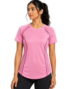 Customized <b>Women</b> Pink Quick Dry Sports T Shirt Breathable <b>Mesh</b> Panel Running Gym Workout Yoga Activewear Athletic Tee <b>Top</b> - Product Image 1