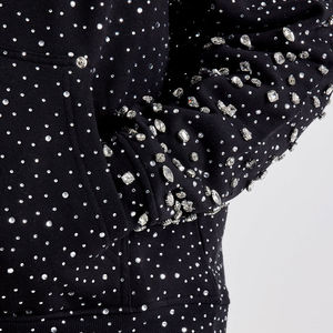 New Arrival <b>Men's</b> 100% Cotton Terry Fabric Hooded Rhinestone <b>Pullover</b> Hoodies with Front Logo-Hot Selling Best Quality - Product Image 2