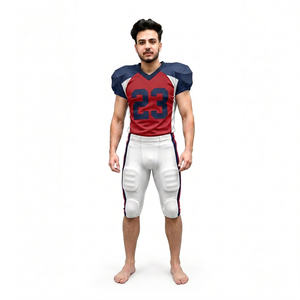 Conjunto de Uniforme de Fútbol Americano para Hombre, Rojo, Azul y Blanco, Número 23, Acolchado, Sublimado, Cuello Redondo, Manga Corta, Ropa Deportiva, Uniforme para Equipo Adulto - Product Image 1