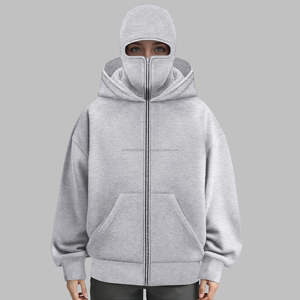 Sweat à capuche d'hiver pour homme avec logo personnalisé brodé et impression numérique, double capuche, double couche, pull à fermeture éclair intégrale, taille plus, cagoule - Product Image 5