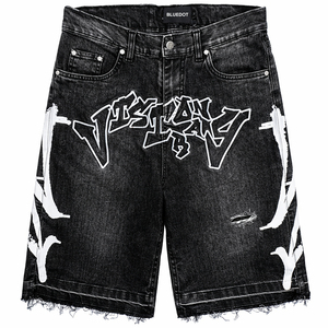 MOGGIO SPORTS Pantalones Cortos de Mezclilla Desgastados para Hombre, de Pierna Recta, Cintura Alta, Estilo Urbano, de Algodón para Verano, con Servicio OEM - Product Image 1
