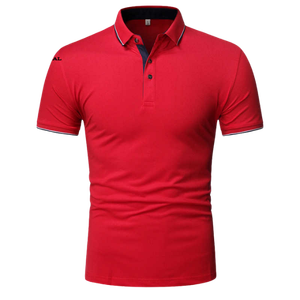 Polo de Manga Corta Rojo para Hombre, de Algodón Piqué, Transpirable, Informal, de Punto, Color Sólido, Corte Regular - Product Image 2