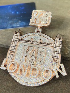 Colgante de la Torre de Londres Chapado en Oro Rosa para Hombre, Estilo Hiphop, Micro Pavé, Plata S925 - Product Image 1