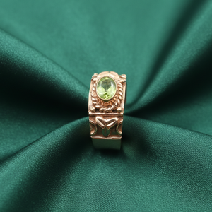 Handmade 925 Sterling Silver Peridot Birthstone <b>Ring</b> Vintage Floral Carved <b>Statement</b> <b>Ring</b> Yellow Gold Plated Jewelry Gift Men - Product Image 3