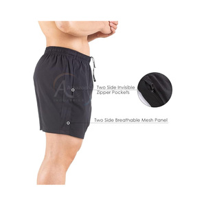 Pantalones Cortos Deportivos para Hombre, Paquete de 2, Secado Rápido, para Entrenamiento, Gimnasio, Verano, Poliéster y Elastano, con Bolsillos con Cremallera - Product Image 5