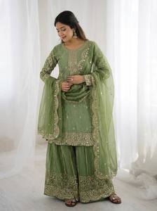 Premium Festive Wear Embroidered <b>Kurti</b> Palazzo Set - Product Image 2