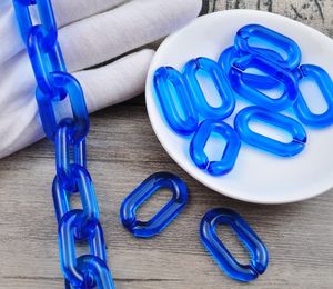 <b>Blue</b> Large Transparent Acrylic Curb Chain Links Oval Plastic Chain for Glasses Chain <b>Sunglass</b> Chain Bag Chain Open Links Chain - Product Image 1