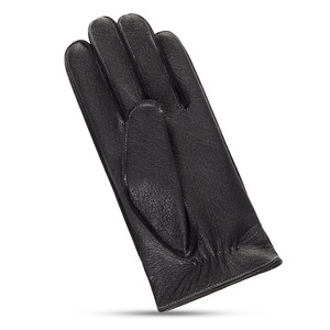 Gants de vélo en cuir thermiques tactiles longs jusqu'au poignet non doublés noirs unis pour usage quotidien en hiver - Product Image 4