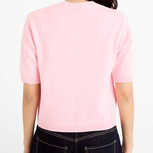 Chemisier d'été en maille respirante à col en V pour femme, haut léger à texture douce, pull boutonné pour l'Europe - Product Image 6