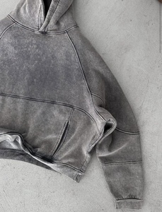 บริการ OEM คุณภาพสูง เสื้อฮู้ดดี้ผู้ชายสำหรับฤดูหนาว ระบายอากาศได้ดี ดีไซน์เท่ห์ ลุคสุดชิค ล้างสีแบบแอซิดวอช - Product Image 4