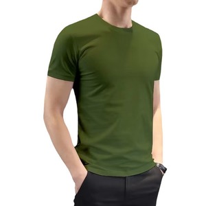 T-shirt pour homme, noir, coupe slim, manches courtes, col rond, coton, uni, décontracté, respirant - Product Image 5