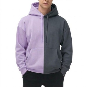 Sudadera con Capucha Premium Color Gris Púrpura con Bloques de Color, para Hombre y Mujer, Talla Grande, de Forro Polar, con Capucha, Personalizable con Logotipo, Estilo Urbano - Product Image 4
