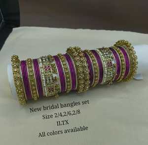 Luxury High Quality Tungsten Gold Plated Multi Color Traditional <b>Bangles</b> Set Women's Indian Bridal Engagement Wedding Party Gift - Product Image 1