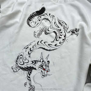 เสื้อยืดแขนสั้นผู้ชายไซส์ใหญ่ พิมพ์ลายมังกร คอกลม สไตล์สตรีท ผ้าถัก 100% คอตตอน พิมพ์ลายยางนูน 320 กรัม เป็นมิตรกับสิ่งแวดล้อม - Product Image 3