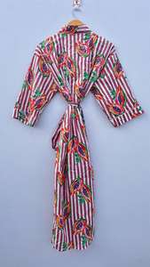 Robe kimono en coton fleuri faite à la main |   Robe de mariée en coton style bohème à motifs imprimés, robe de demoiselle d'honneur, robe d'été, peignoir, cadeau - Product Image 6