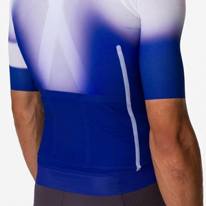 Maillot de cyclisme pour homme, bleu et blanc dégradé, manches courtes, maille respirante, 100% polyester, imprimé par sublimation, vêtement de sport - Product Image 5