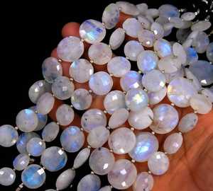 Natural <b>Rainbow</b> Moonstone Coin Shape Faceted Beads 12-16MM Premium <b>Rainbow</b> Moonstone Gemstone Beads For Jewelry Making Supplies - Product Image 5