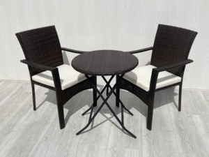 Modern Luxury High Quality 1 Folding <b>Table</b> and 2 Chairs Wicker Set for Garden Furniture <b>Balcony</b> Patio Contemporary Design - Product Image 6