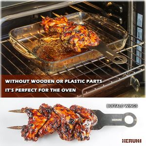 Brochetas Dobles de Acero Inoxidable de Alta Resistencia de 14.4 Pulgadas para Barbacoa, Kebab, Shawarma, Carne, Pescado, Pollo y Otros Alimentos - Product Image 3