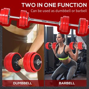 66lbs Two-in-One <b>Adjustable</b> Dumbbell <b>Barbell</b> Set Home Gym Fitness Plate Bar Clamp Rod Free Weights for Strength Muscle Exercise - Product Image 3