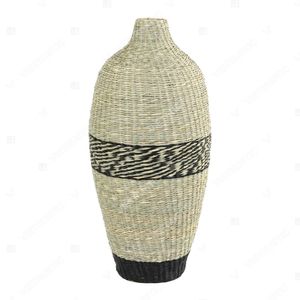 Vietrustic <b>Black</b> Pattern Woven Plant and Vase Seagrass Vase <b>Table</b> Jar Holder Plant Vase - Product Image 5