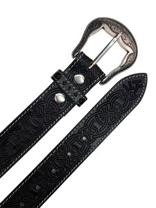 Burgundy Tooled Leather <b>Belt</b> Rose Flower Metal Buckle Western Style <b>Belt</b> for Trousers From Direct factory price with Low OEM MOQ - Product Image 5