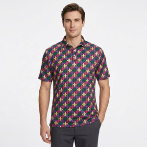 Men's Short Sleeve Golf Polo <b>Shirt</b> Knitted Patterned Polo Summer Casual Course Wear - Product Image 4