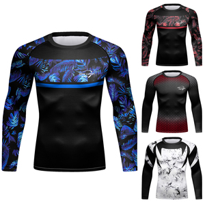T-shirt de compression à manches longues pour homme avec logo personnalisé, idéal pour l'entraînement MMA et BJJ, imprimé par sublimation motif tribal et floral - Product Image 6