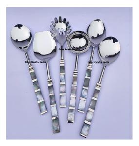 Vente en gros d'usine : Ustensiles de cuisine avec manche en nacre, cuillère de service, spatules ajourées, spatules à frire, écumoire à huile - Product Image 6