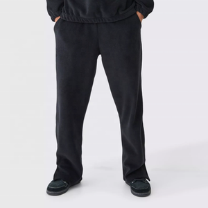 Ensemble de survêtement polaire noir personnalisé pour homme – Sweat-shirt demi-zip et pantalon – Tenue de sport décontractée deux pièces – Vente en gros - Product Image 5