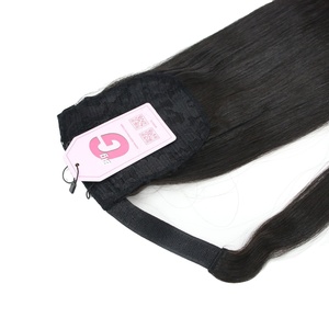 Cola de caballo cabello humano vietnamita recto doble dibujado extensiones de cabello al por mayor sin enredos de desprendimiento - Product Image 1