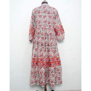 Nuevo Vestido Casual para Mujer con Estampado Artesanal, Manga Abullonada, Cuello en V, Tallas Grandes, Silueta en A, Botones, Largo hasta el Tobillo y Cintura Natural - Product Image 6