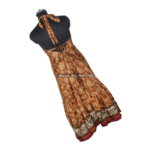 Vestido Halter de Seda Reciclada Estilo Bohemio Vintage para Mujer, Vestido de Noche Elegante sin Mangas - Product Image 2