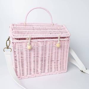 Bolsa de Casa de ratán rosa más vendida, gran cantidad, venta al por mayor, bolsas de regalo de mimbre tejidas a mano para bebés y niños - Product Image 3