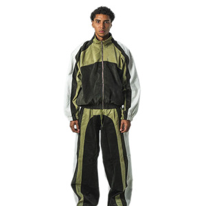 Conjunto Deportivo Cortavientos para Hombre, Chaqueta con Cierre Completo y Pantalones Deportivos, Bloques de Color, Poliéster - Product Image 3
