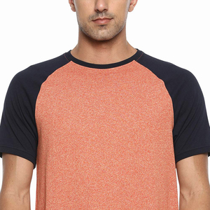 T-shirt personnalisé uni à manches raglan pour homme, col rond, en mélange de coton doux, coupe ajustée, décontracté, style baseball - Product Image 5