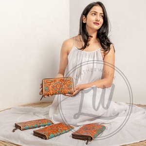 LW Women's Stylish Western Fur Leather Clutch Unique Logo Pattern Hot Selling Hide Colour Tooled Purse and <b>Wallet</b> - Product Image 1